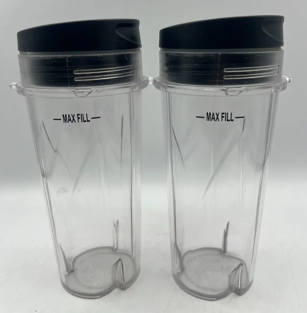 Ninja Blender Single Serve Cups with Sip Lids Clear Replacement Lot of 2